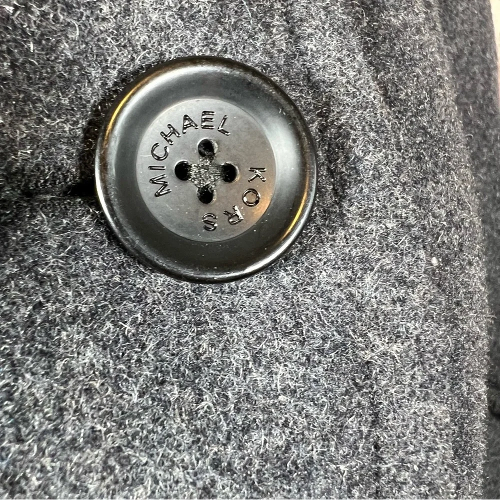 MICHAEL by Michael Kors Wool Blend Grey Pea Coat Winter Jacket Size Large EUC - Picture 6 of 14